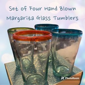 COPY - Set of Four, Hand-Blown, Margarita Tumblers